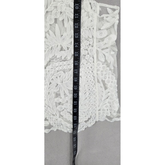 Boho Cottagecore Lace Crop Top Floral Sheer Romantic Coquette Tank LARGE - Picture 4 of 8